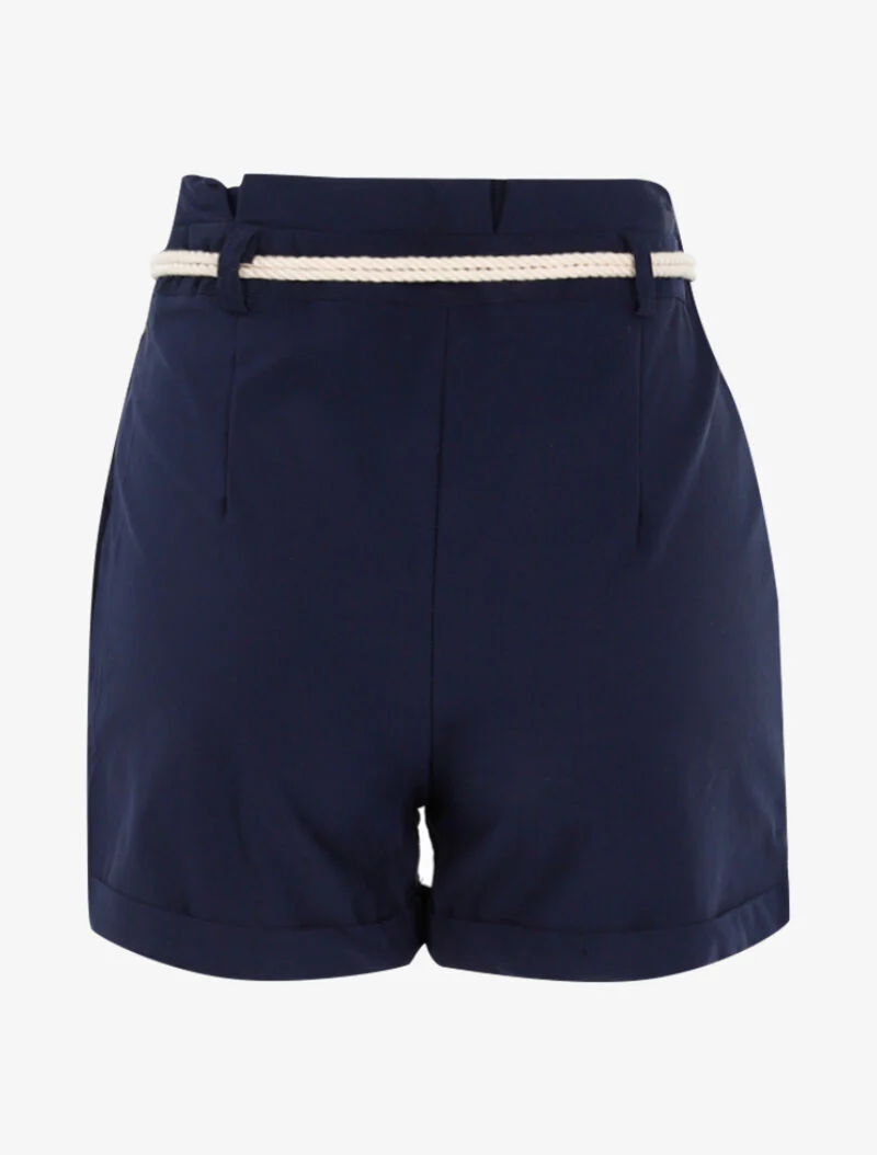 Korte uni met ceintuur in touwstijl - marineblauw - Image 2