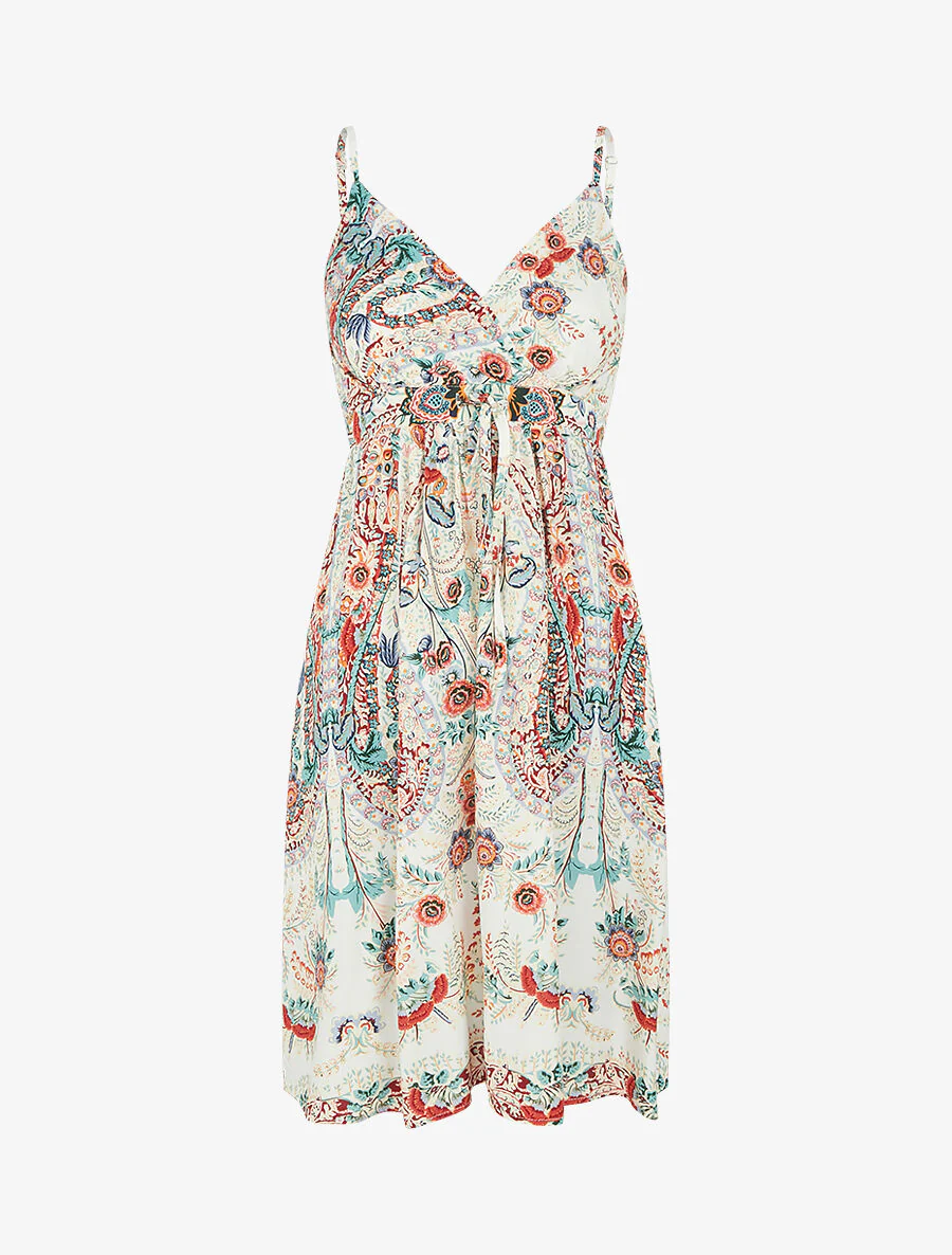 Korte jurk met bloemenprint - wit
