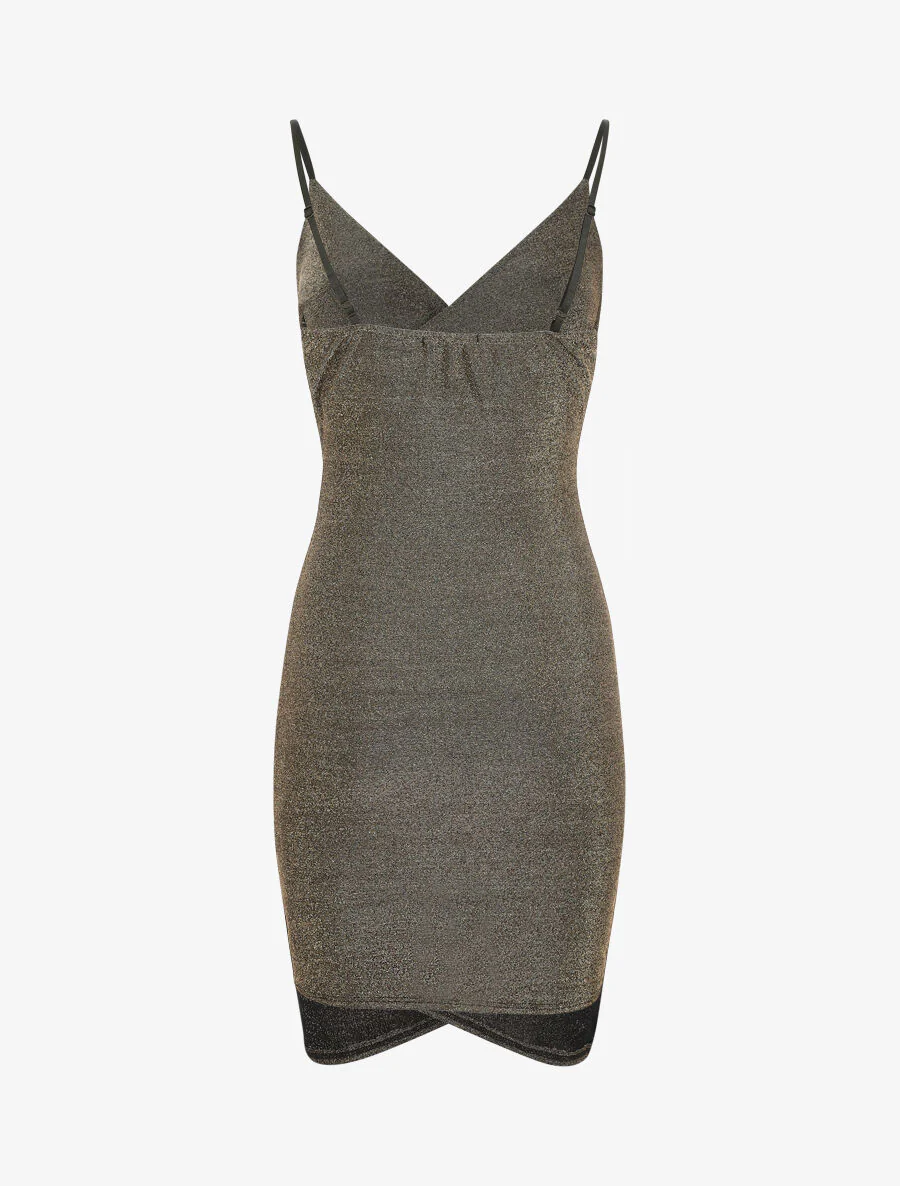 Korte jurk met gedrapeerd effect en glitters - Goud - Image 3