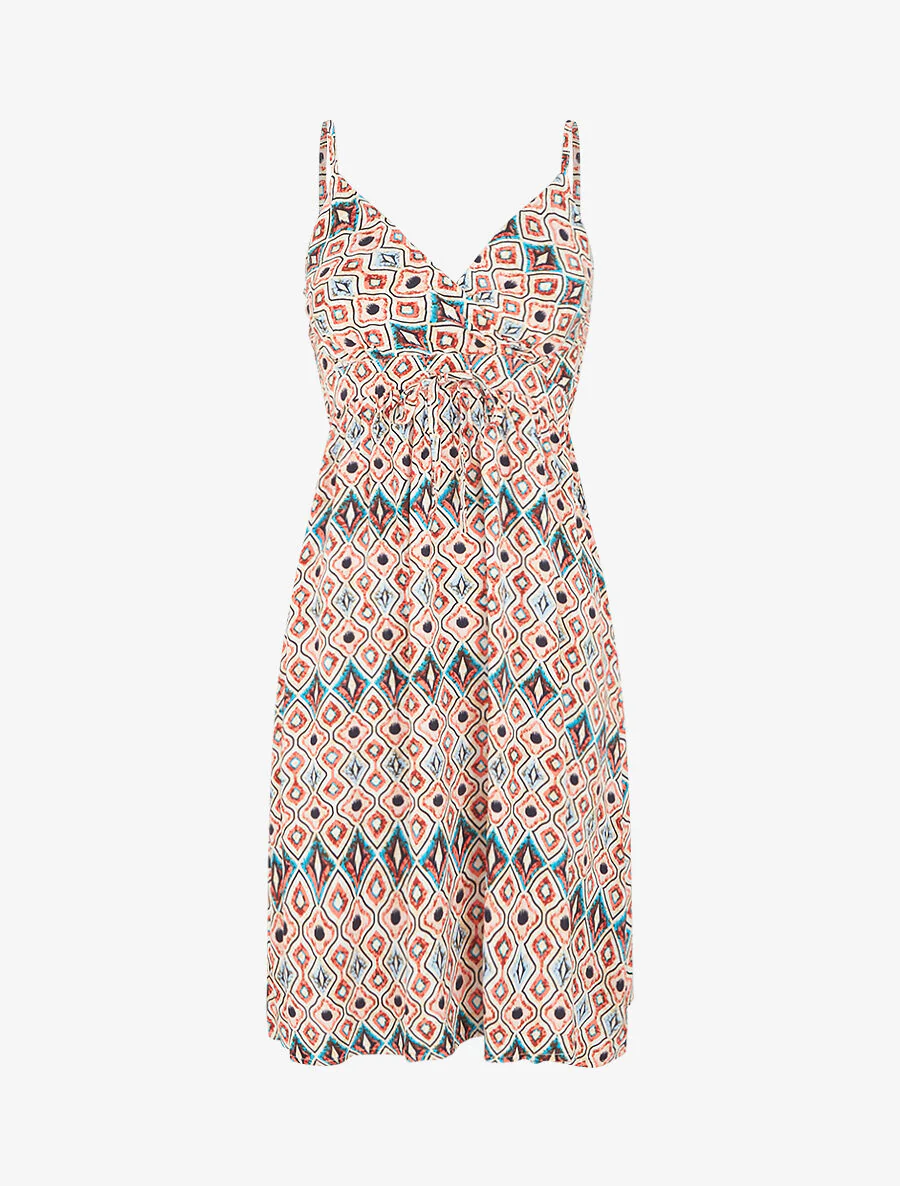 Korte jurk met grafische print - oranje
