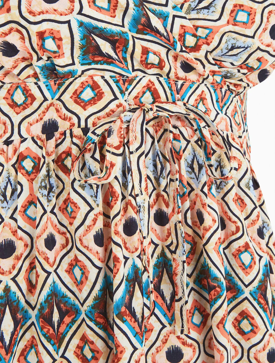 Korte jurk met grafische print - oranje - Image 3