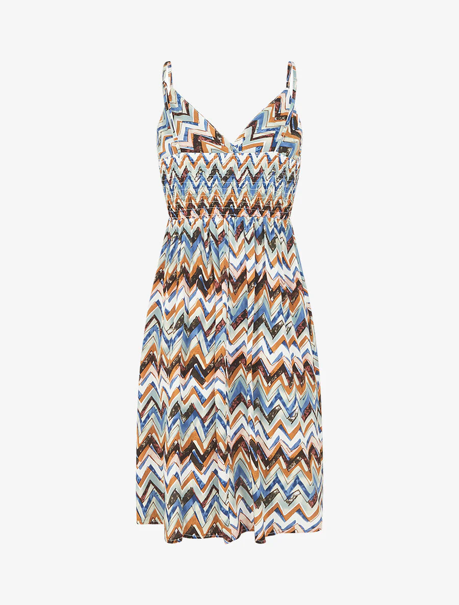Korte jurk met zigzagprint - zwart - Image 2