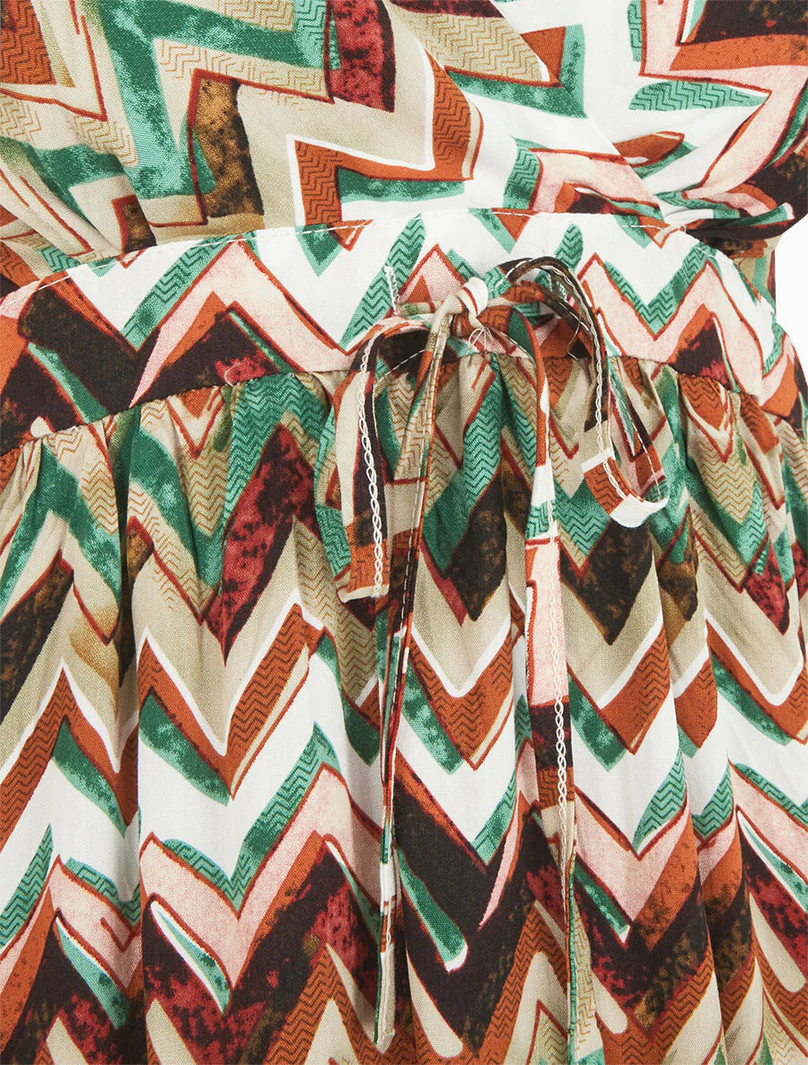 Korte jurk met zigzagprint - groen - Image 3
