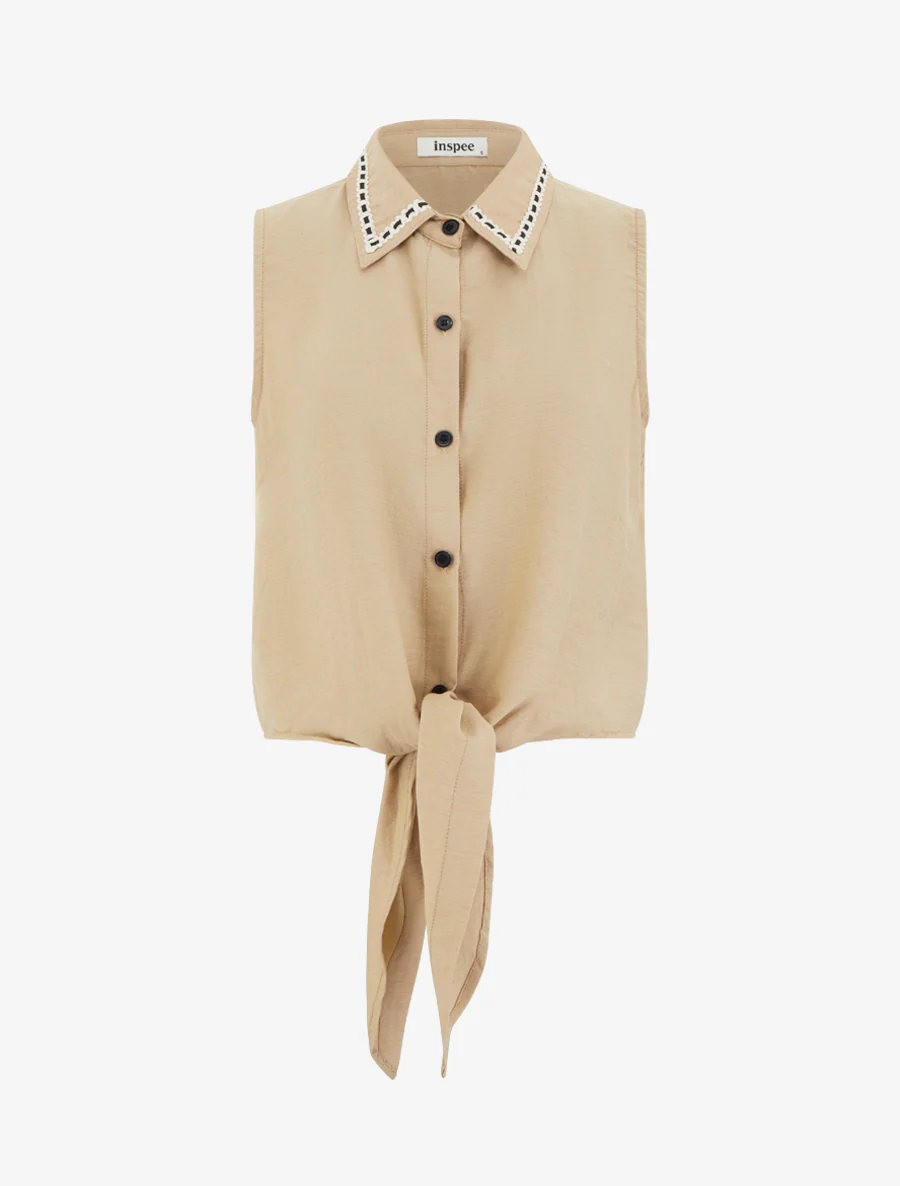 Korte knoopblouse om te knopen - Mol