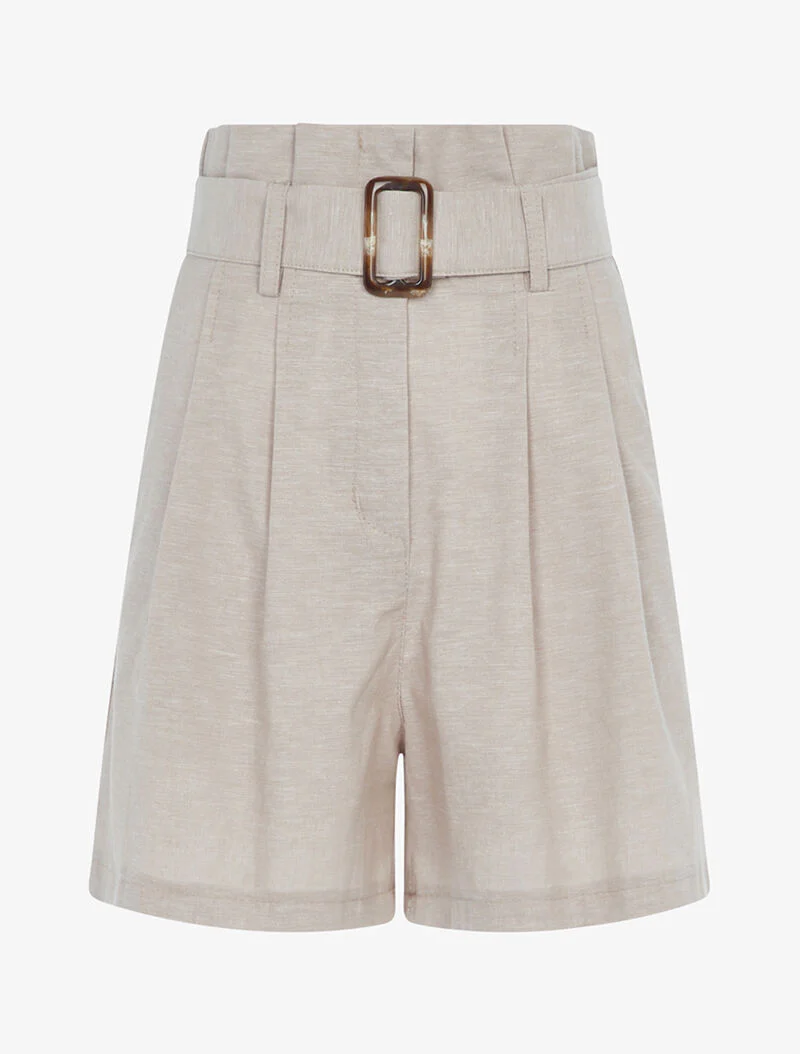 Korte empire taille linnen - beige