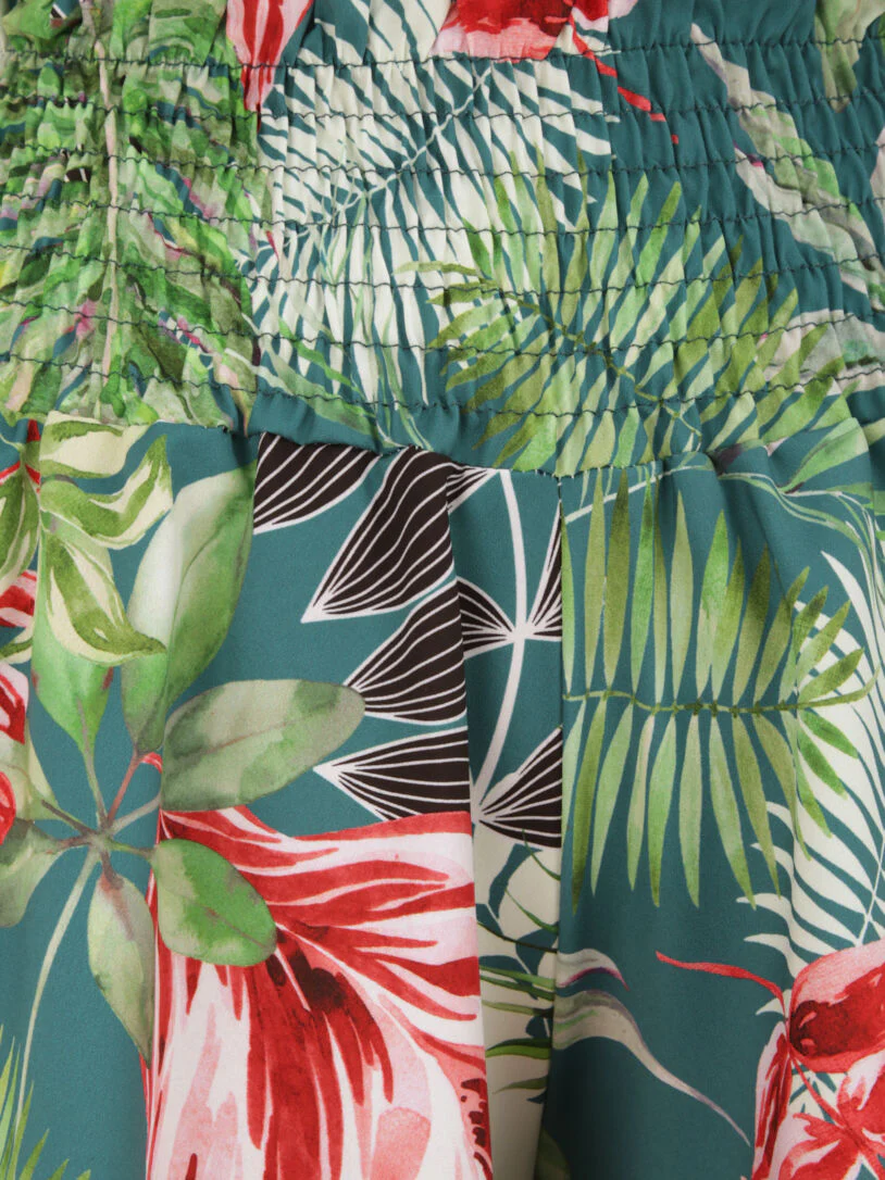 Korte losse vloeiende met tropisch print - Eendblauw - Image 3