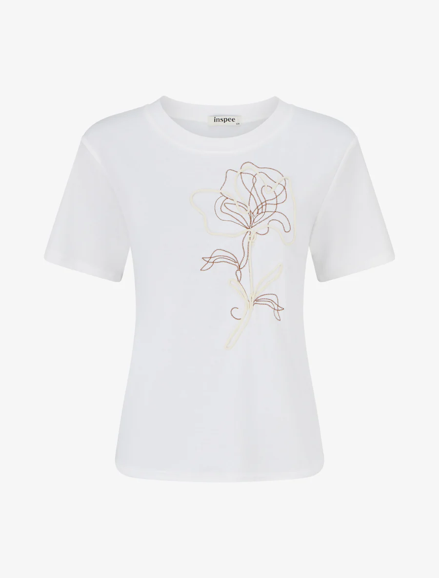 Korte mouwen T-shirt met bloemenmotief - Wit