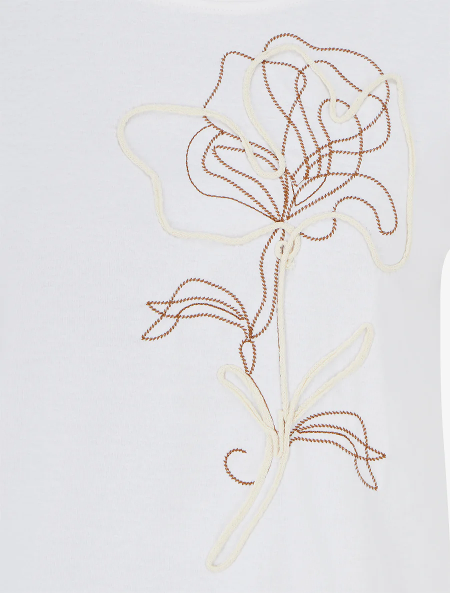 Korte mouwen T-shirt met bloemenmotief - Wit - Image 3