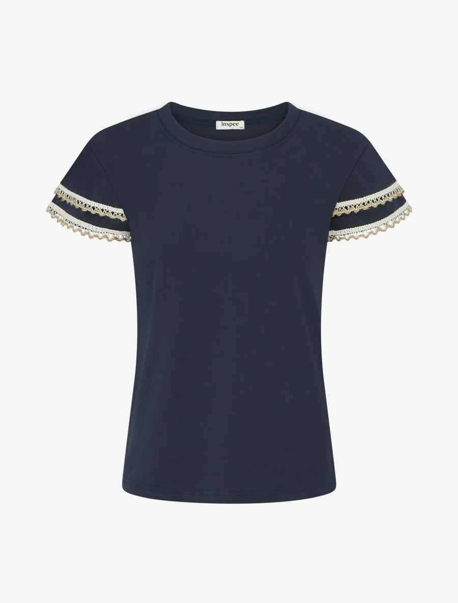 Korte mouwen T-shirt met borduurdetails - Marine