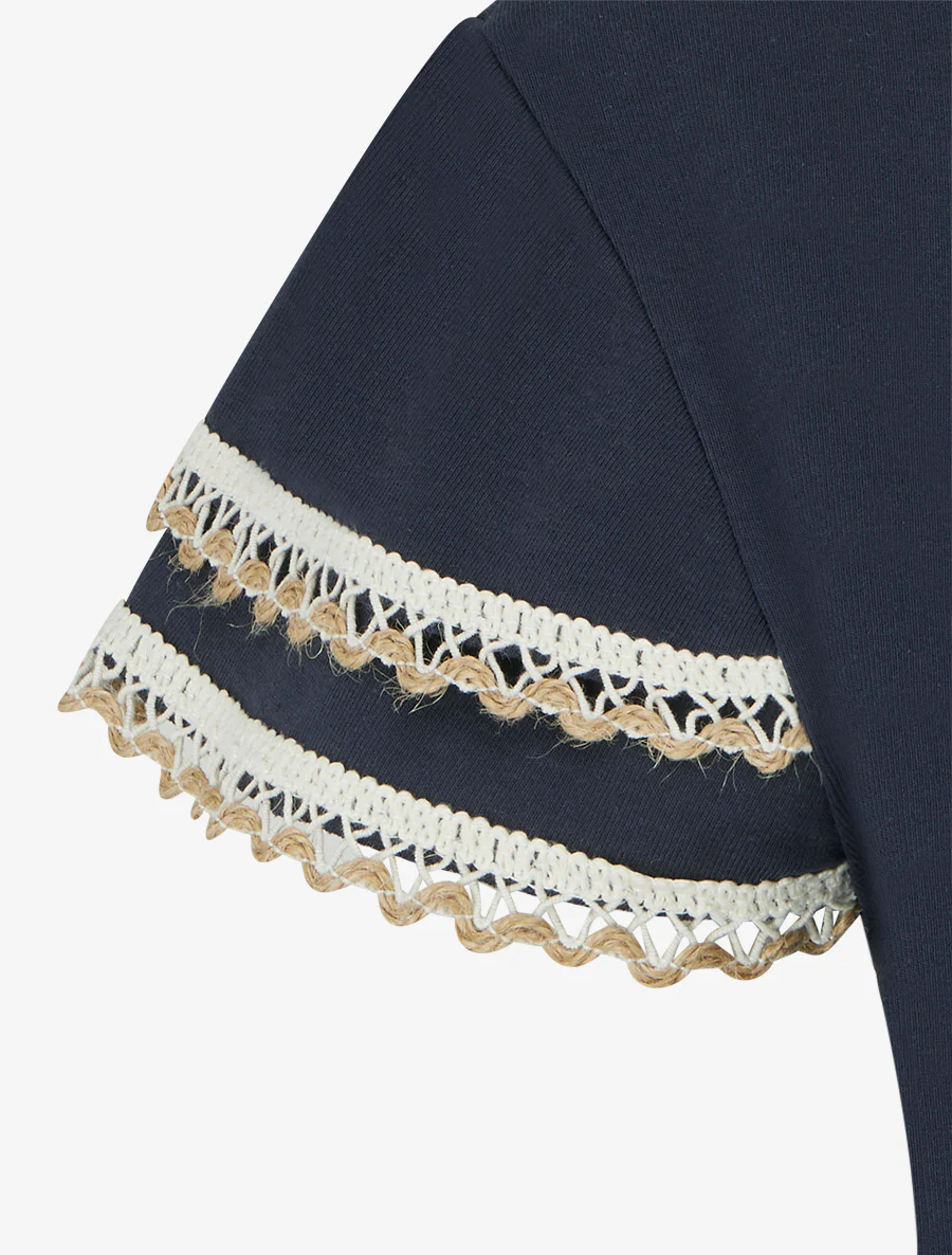 Korte mouwen T-shirt met borduurdetails - Marine - Image 3