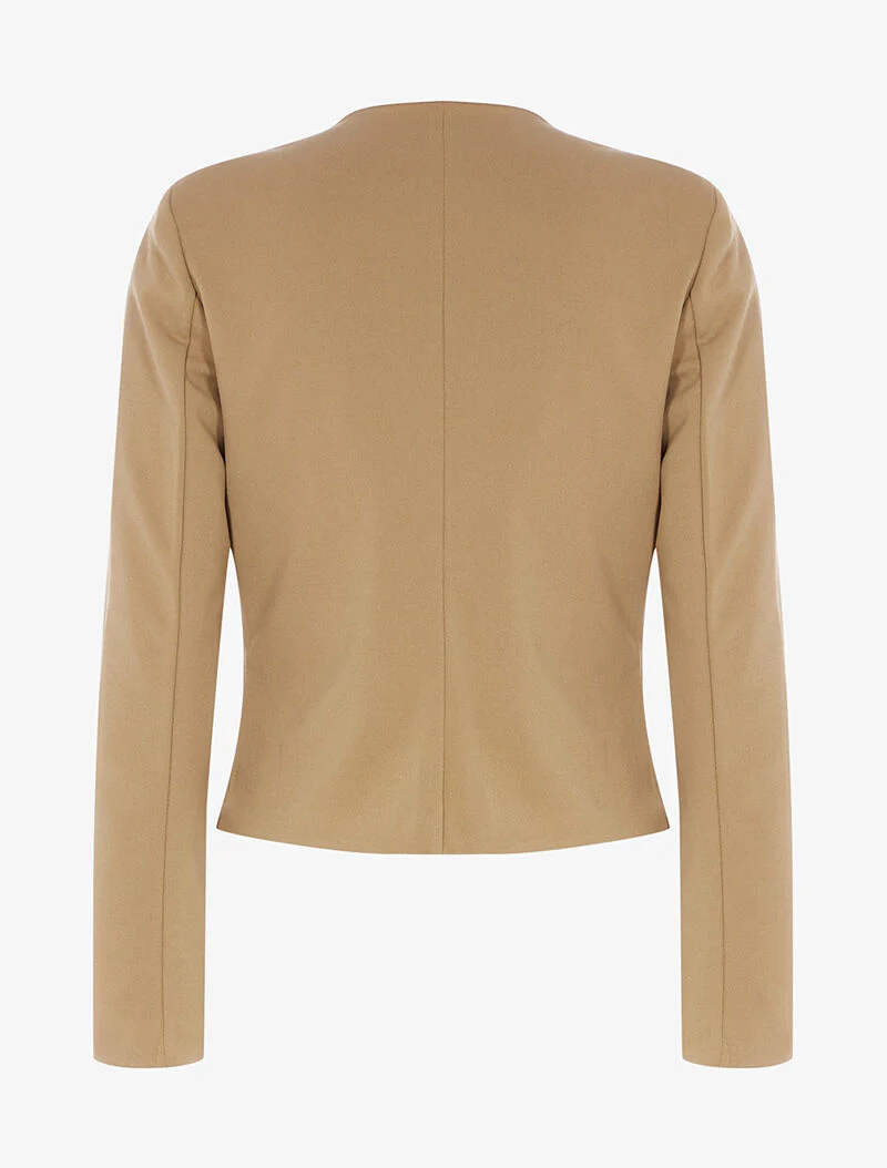 Korte open blazer met schoudervullingen - camel - Image 2