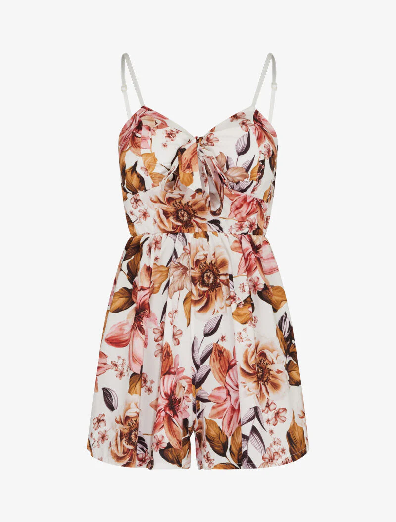 Korte overall met bloemenprint - wit - Image 2