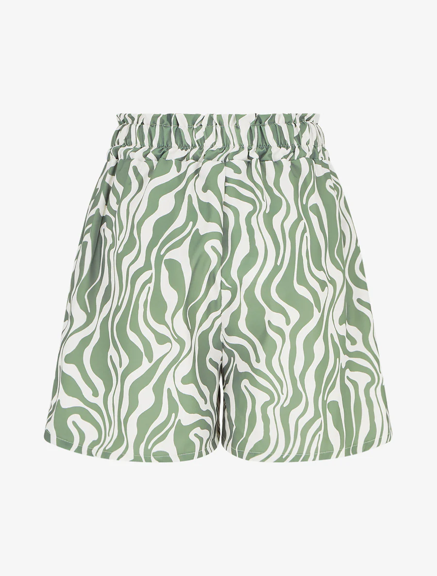 Korte paperbag met fantasieprint - Kaki - Image 2