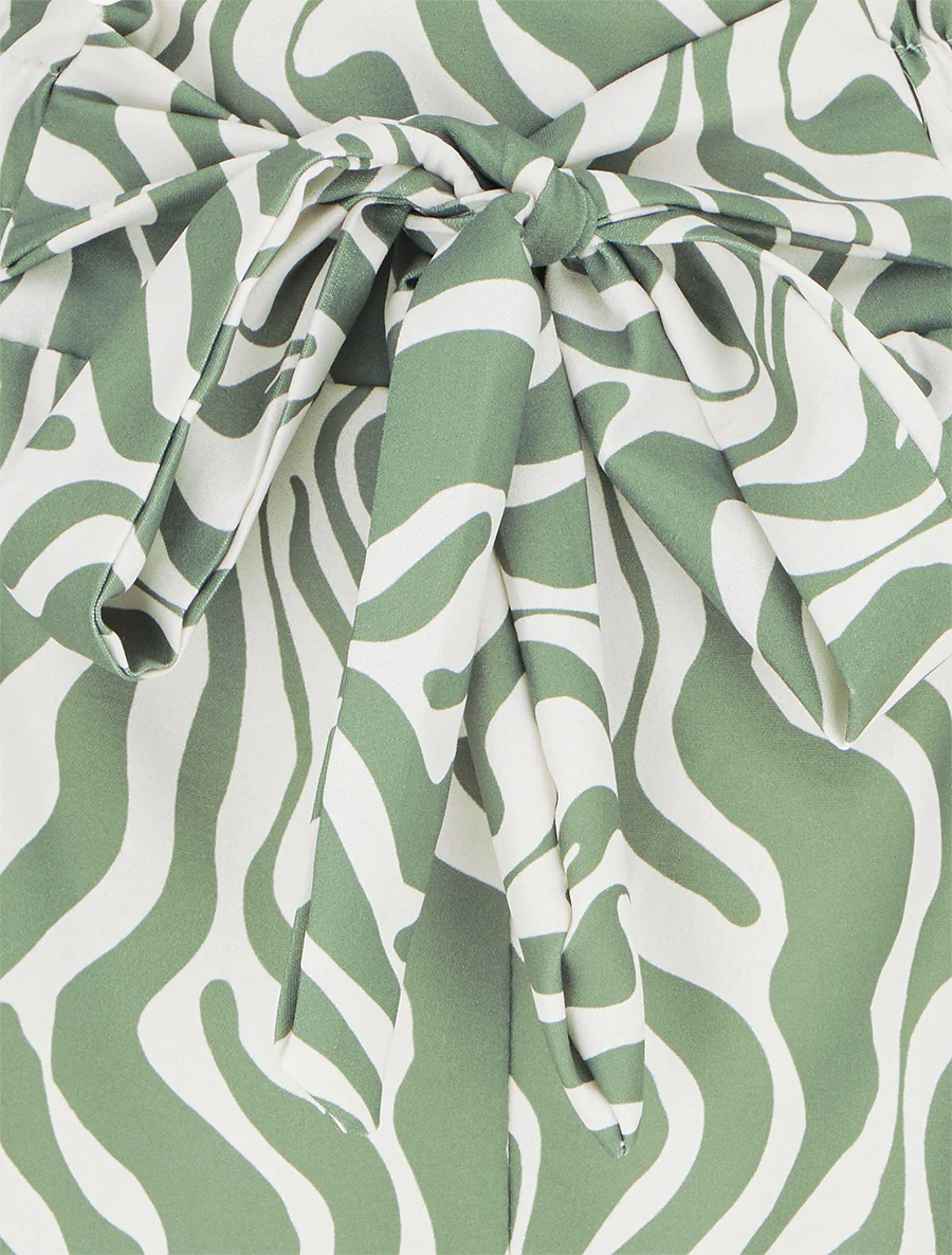 Korte paperbag met fantasieprint - Kaki - Image 3