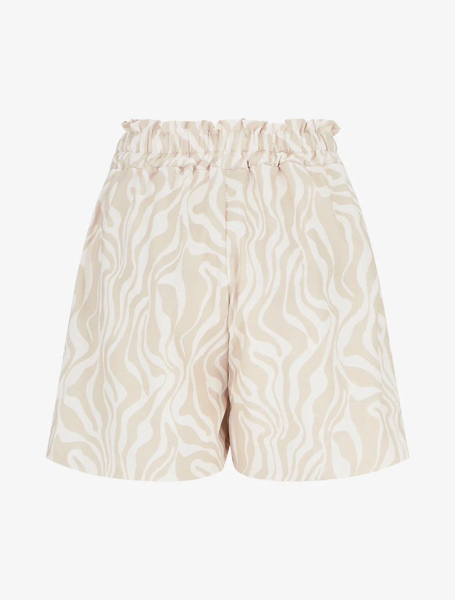 Korte paperbag met fantasieprint - Beige - Image 2