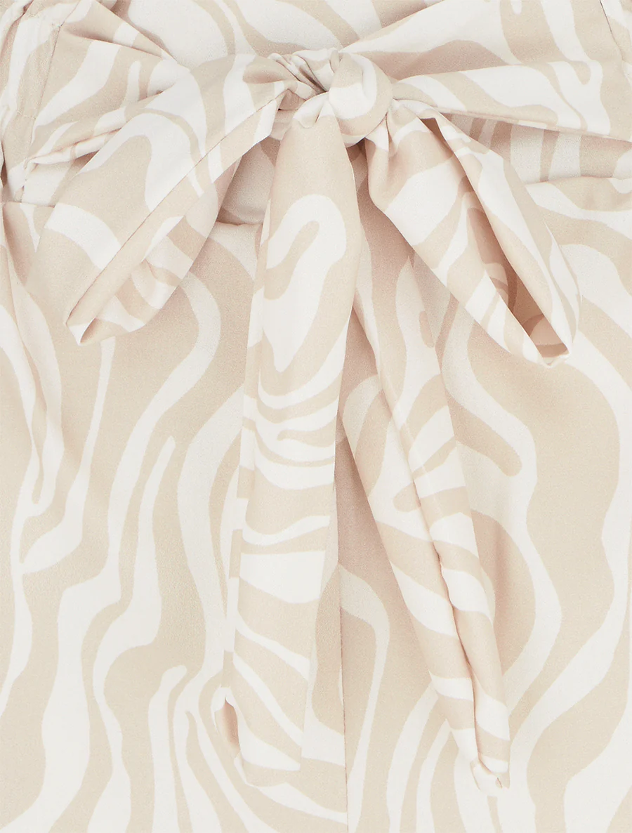 Korte paperbag met fantasieprint - Beige - Image 3
