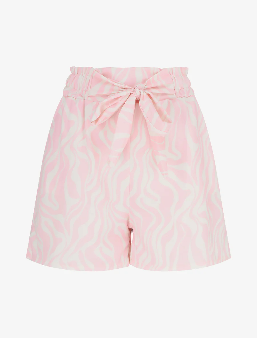 Korte paperbag met fantasieprint - Roos