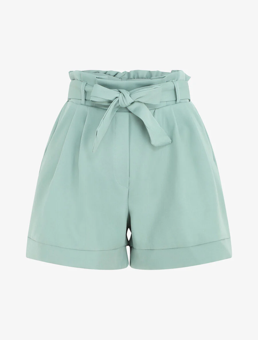 Korte paperbag short - Mintgroen