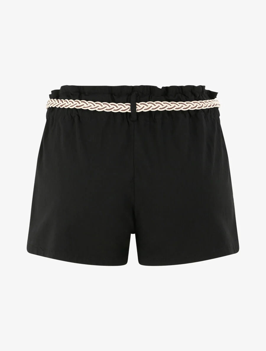 Korte papieren zak met hoge taille - Zwart - Image 2