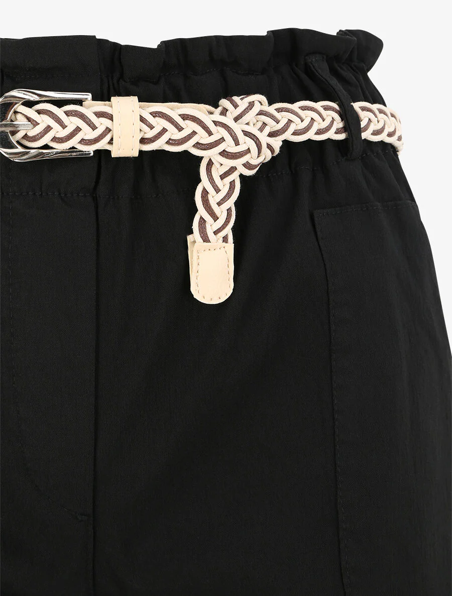 Korte papieren zak met hoge taille - Zwart - Image 3