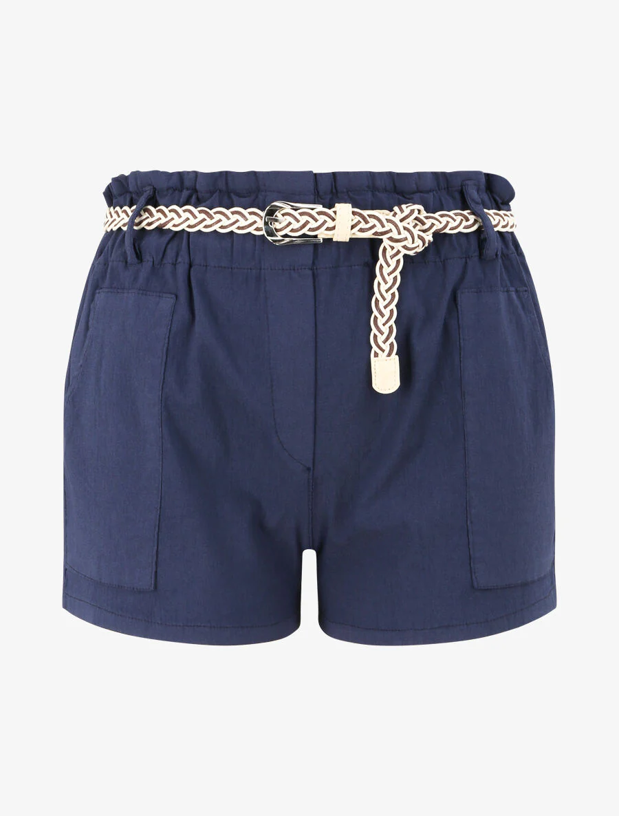 Korte papieren zak met hoge taille - Marine
