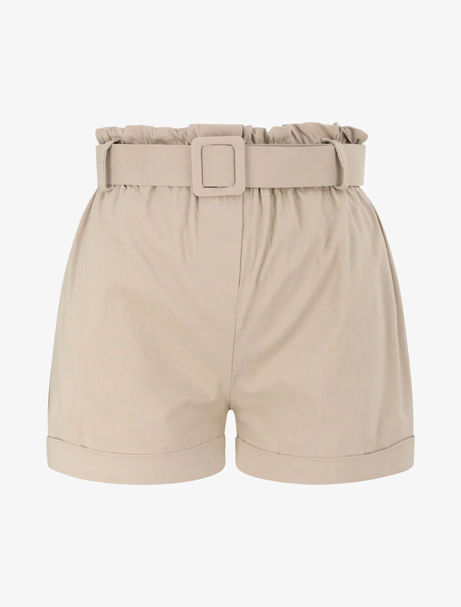 Korte papieren zak met omgekeerde zijde - beige