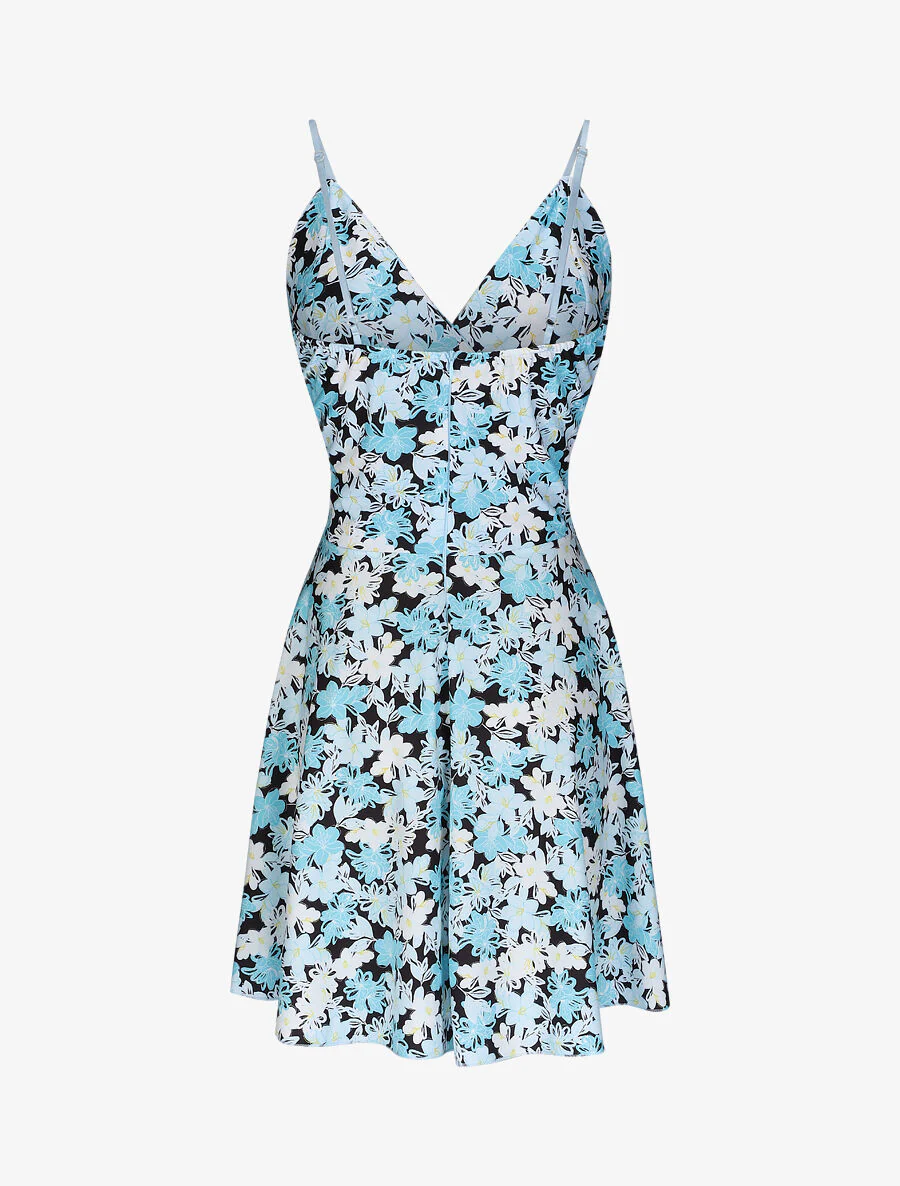 Korte skaterjurk met lelieprint - Blauw - Image 2