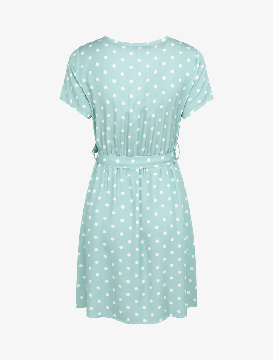 Korte portemonnee geprinte polkadot jurk - Lichtblauw - Image 2