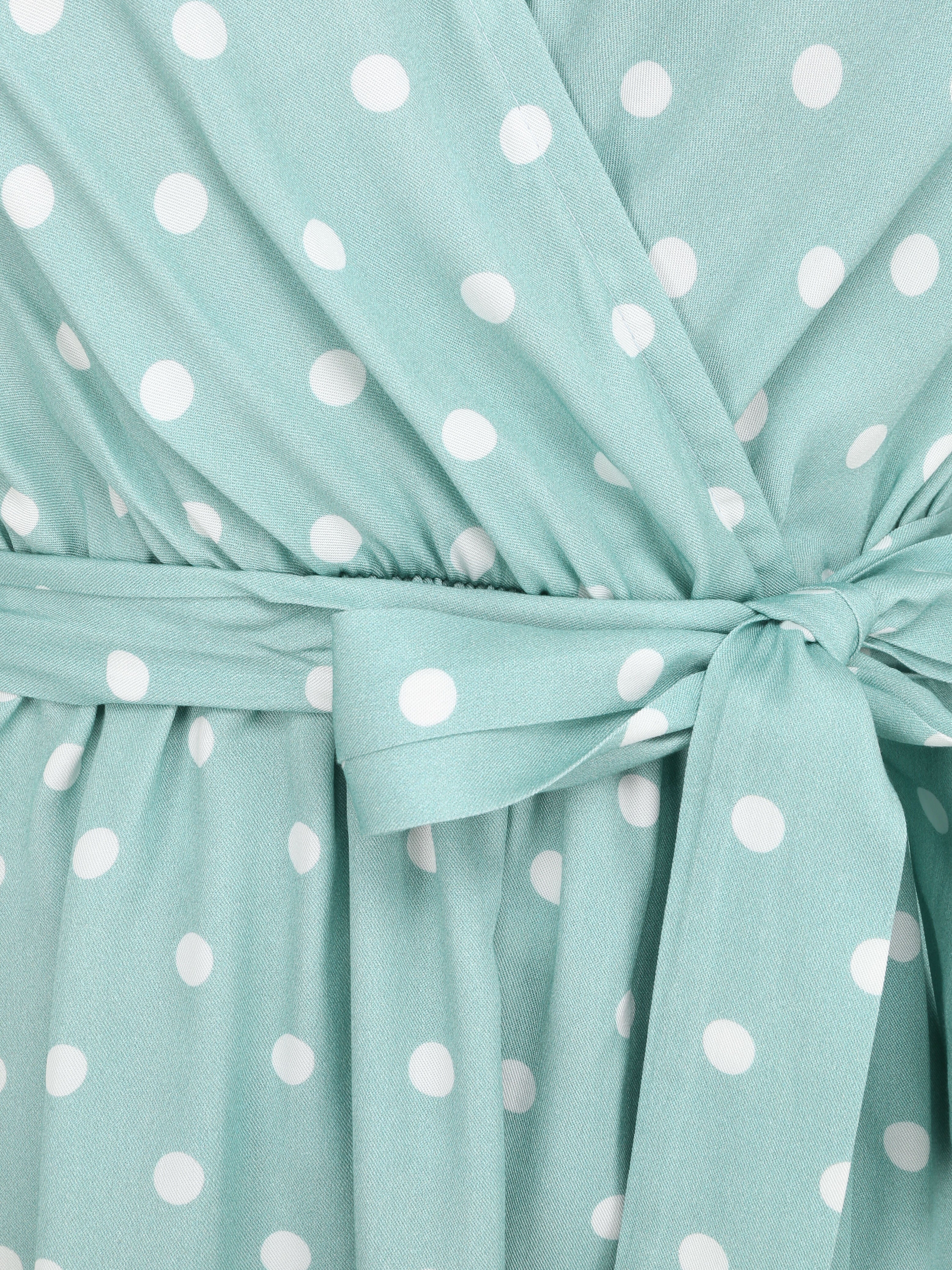Korte portemonnee geprinte polkadot jurk - Lichtblauw - Image 3