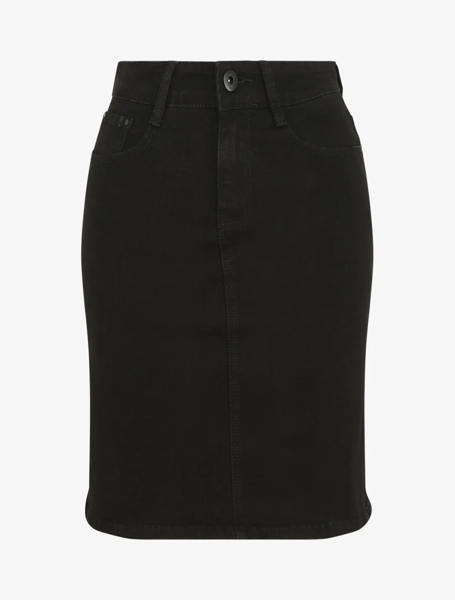 Korte rechte denim rok standaard maat - zwart