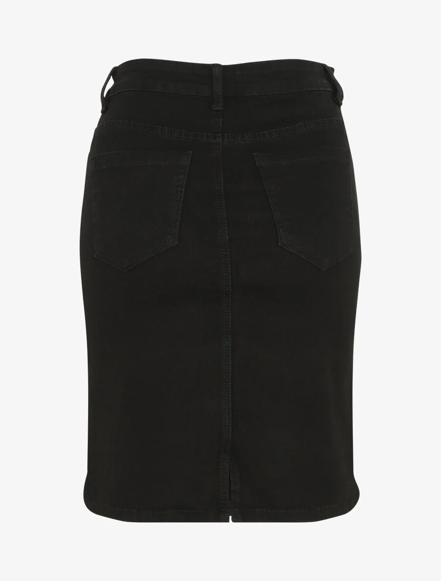 Korte rechte denim rok standaard maat - zwart - Image 2
