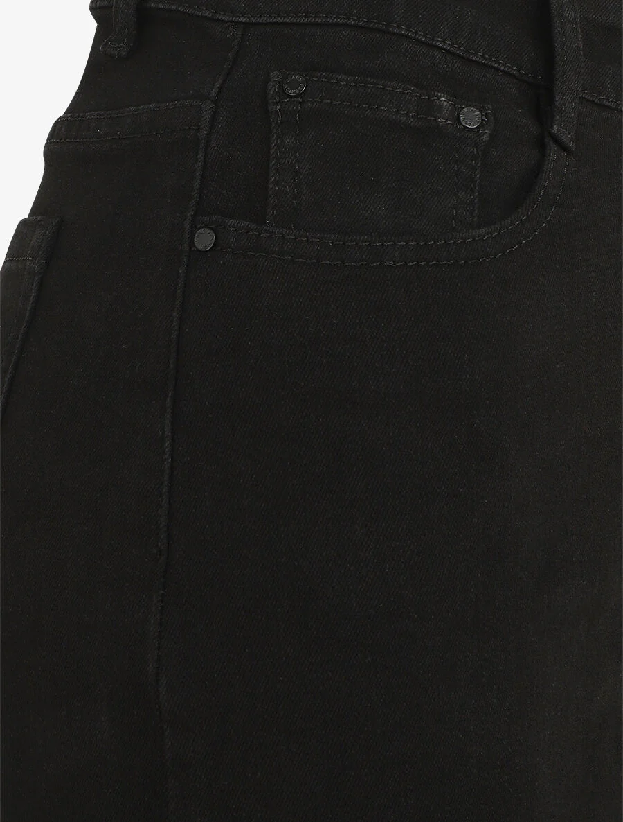 Korte rechte denim rok standaard maat - zwart - Image 3