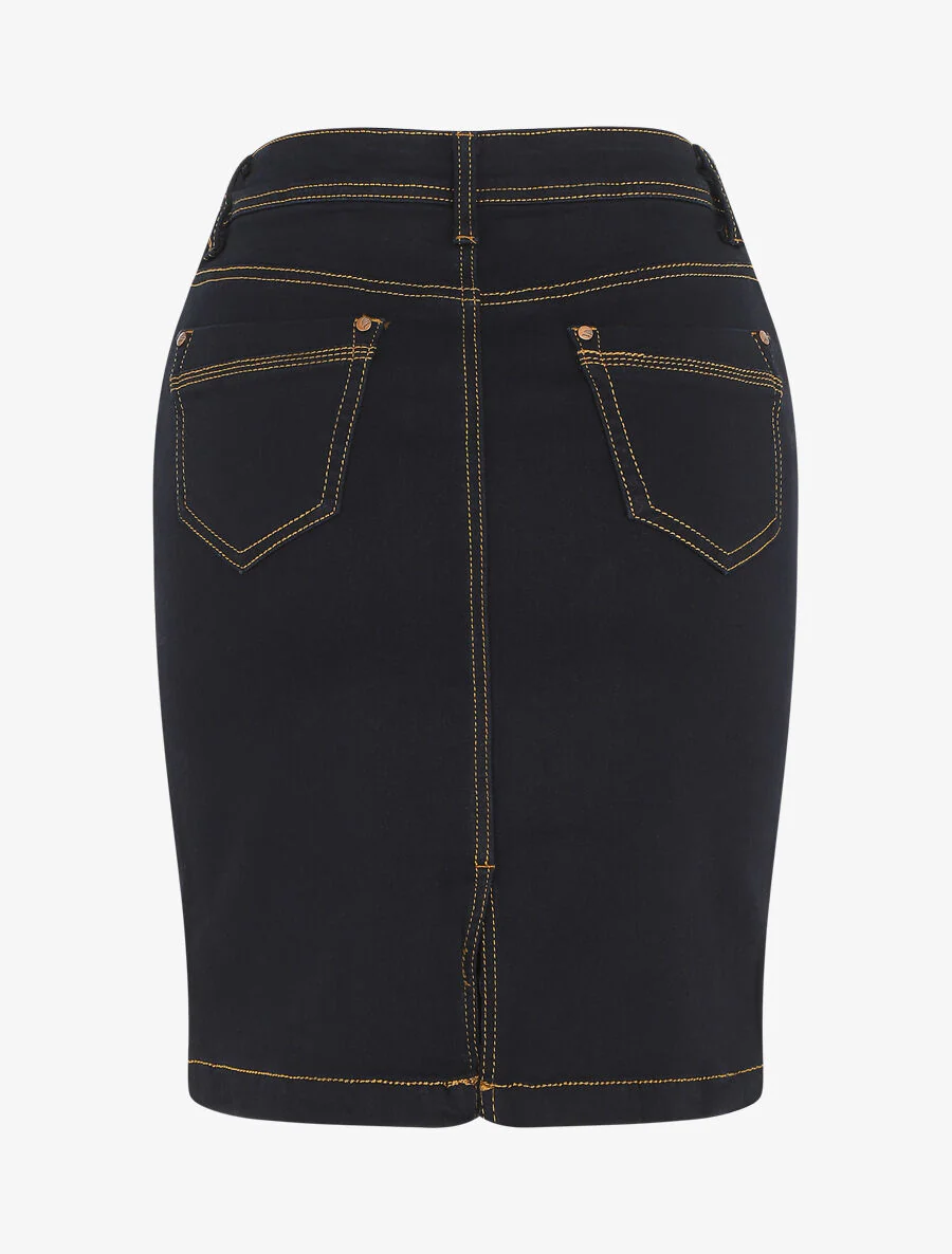 Korte rechte denim rok standaard maat - Ruw blauw - Image 2