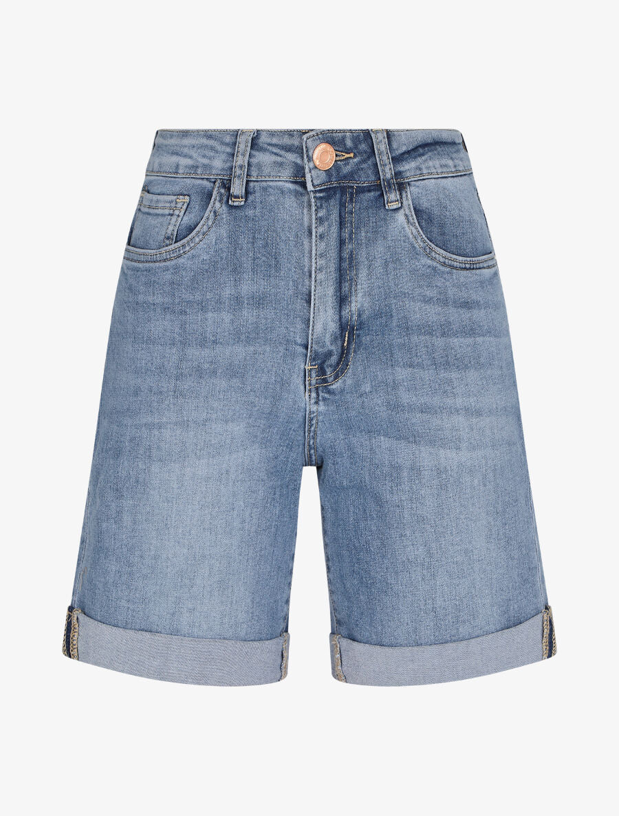 Korte rechte jeans met zoom - Blauw