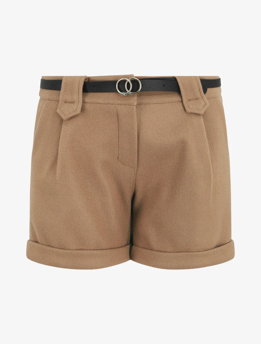 Korte rechte trui van wolmix - Beige
