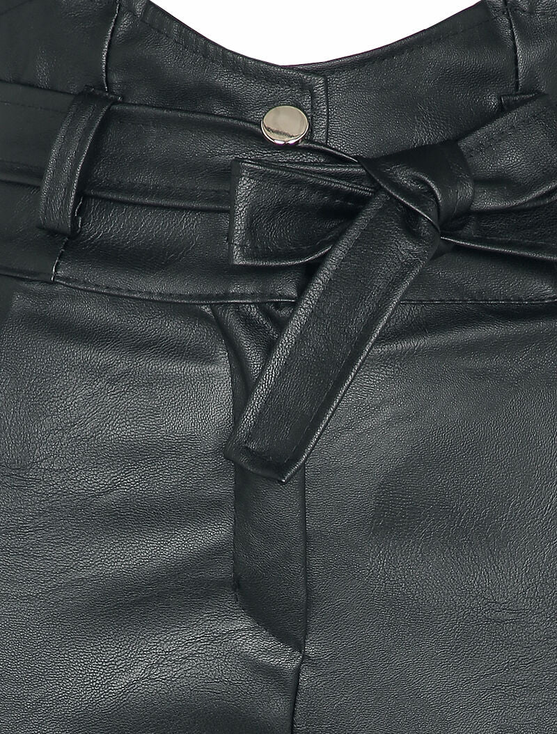 Korte rok in imitatieleer met asymmetrische empire taille - Zwart - Image 3