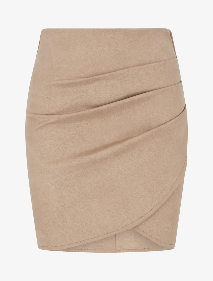 Korte rok in suèdine - Beige