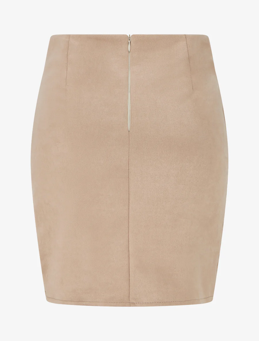 Korte rok in suèdine - Beige - Image 2
