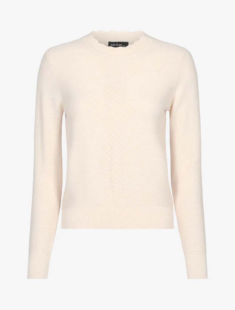 Korte trui met geometrische band - beige