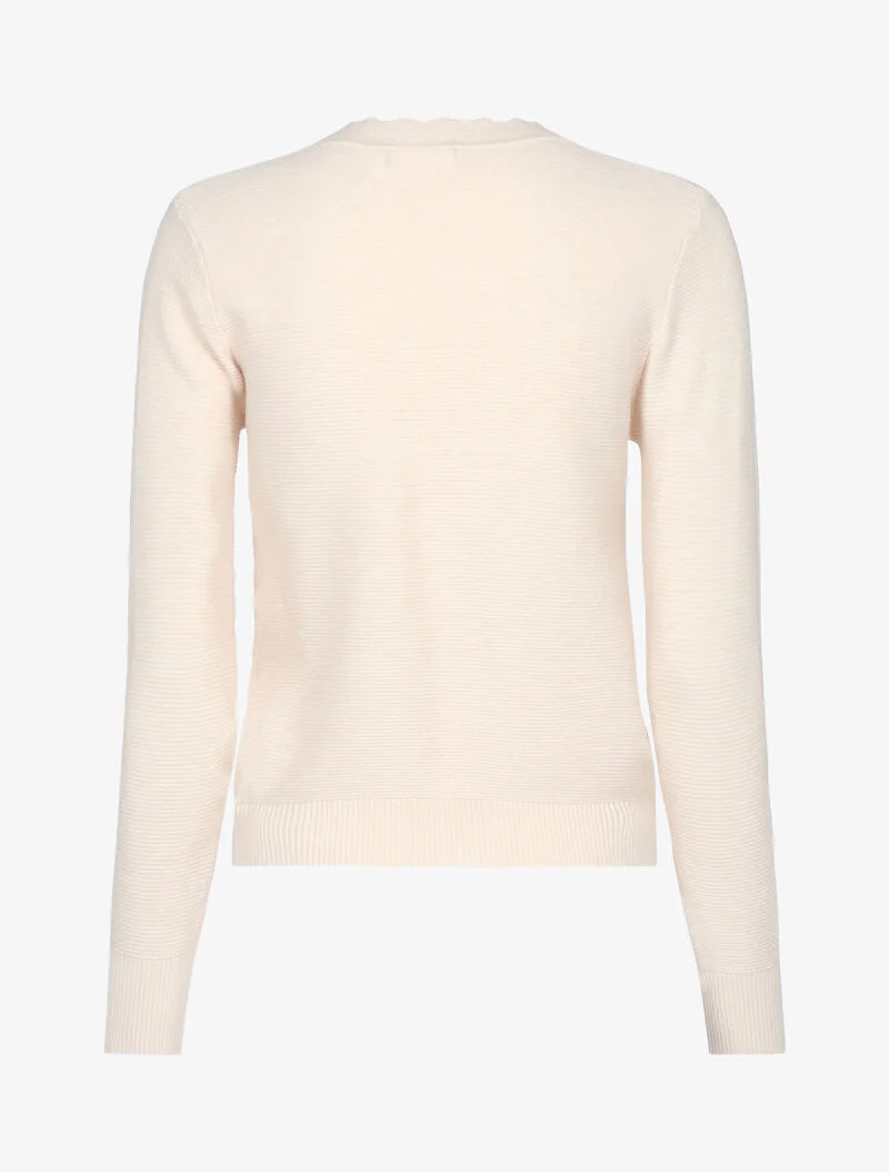 Korte trui met geometrische band - beige - Image 2