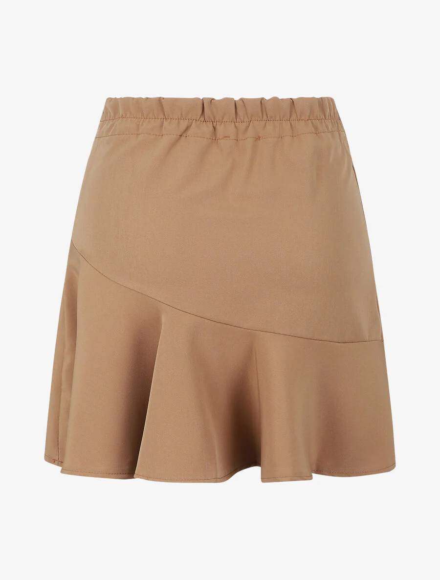 Korte rok met een zwierige snit en elastische taille - Camel - Image 2