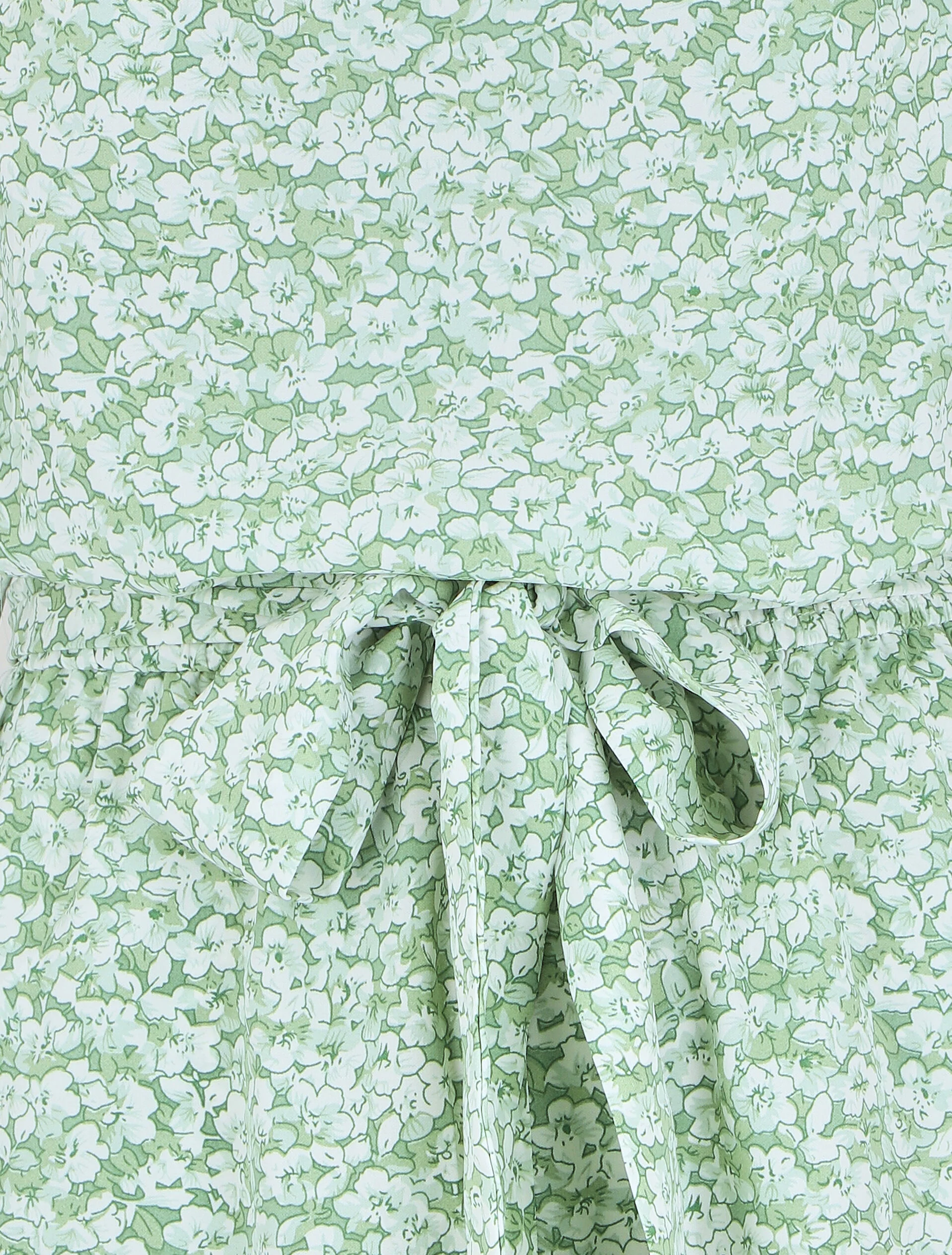 Korte soepele jumpsuit bloemenprint met ruches aan de mouwen - groen - Image 3