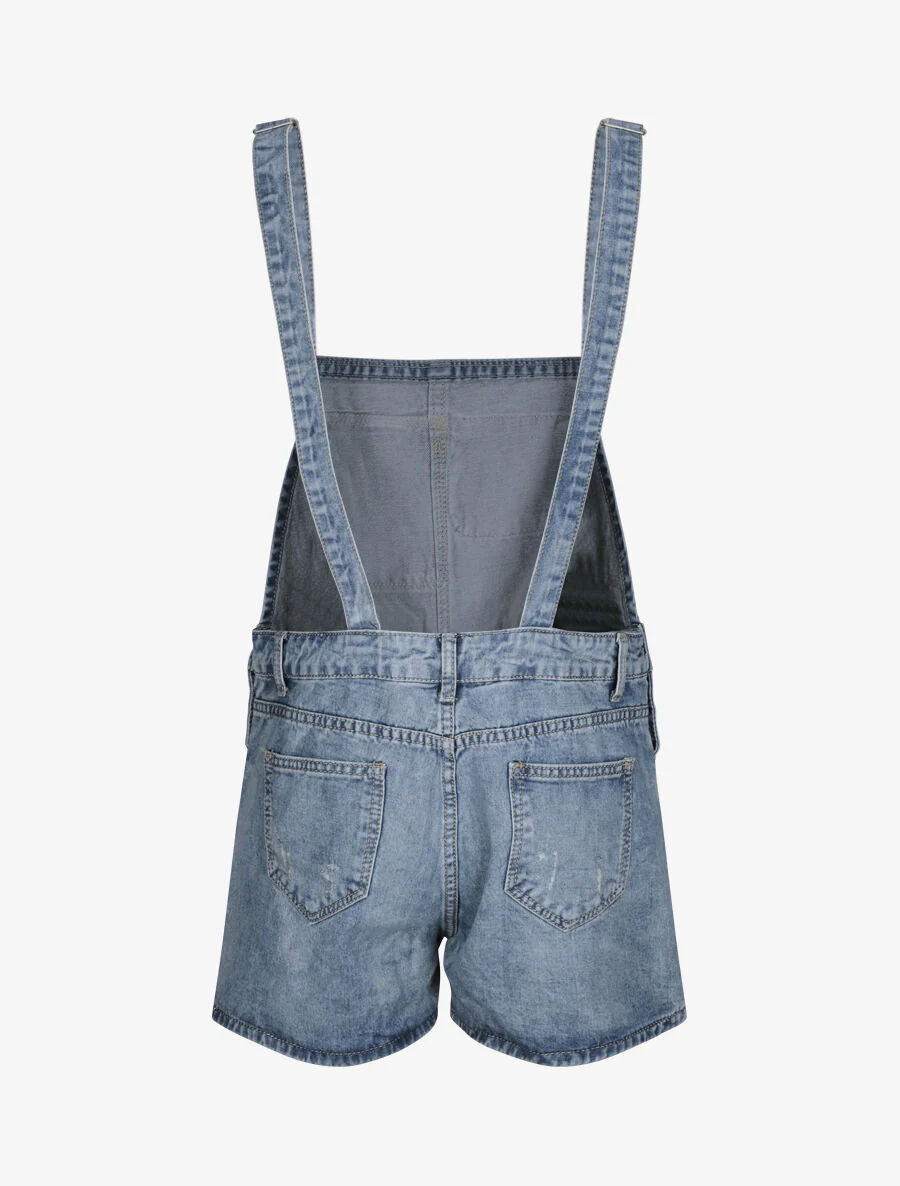 Korte spijkerbroek met gescheurde jeans - Blauw - Image 2