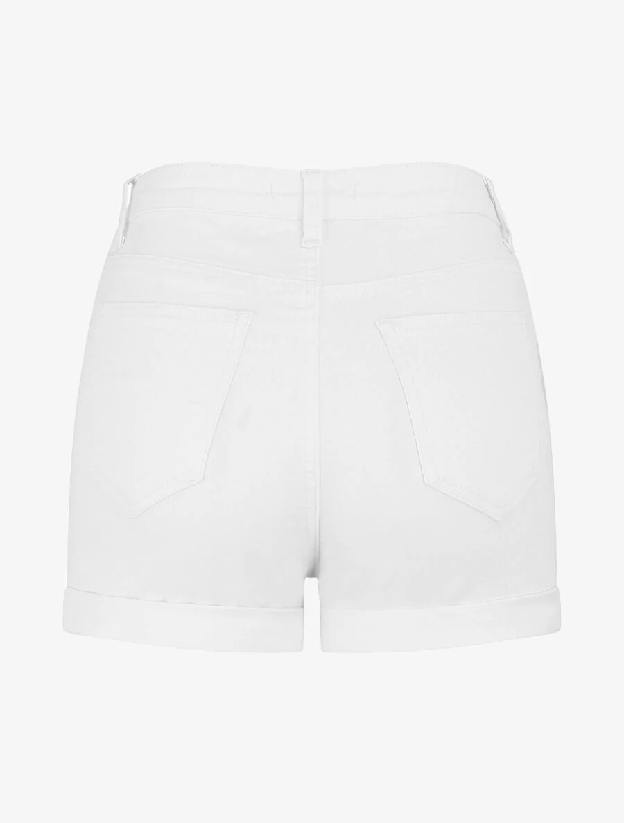 Korte spijkerbroek met hoge taille - wit - Image 2