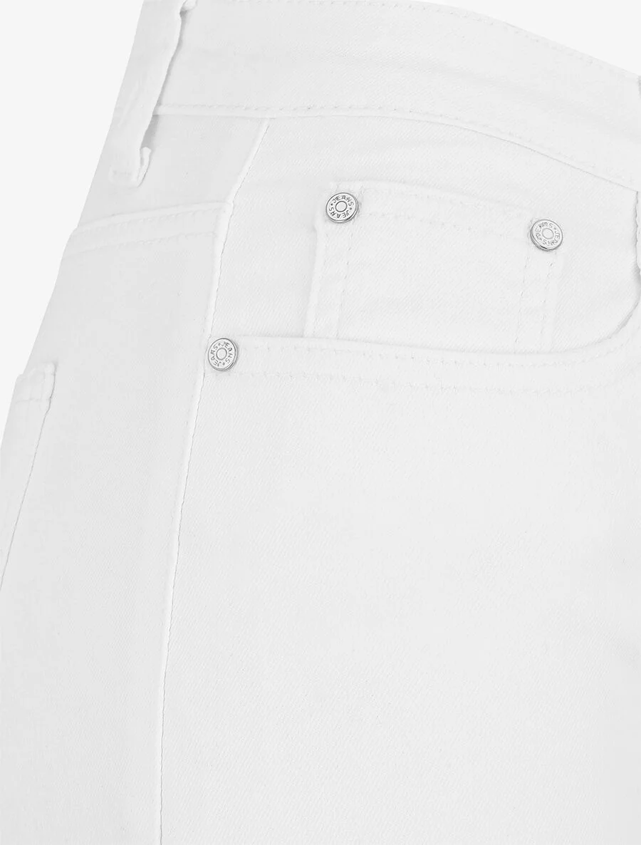 Korte spijkerbroek met hoge taille - wit - Image 3