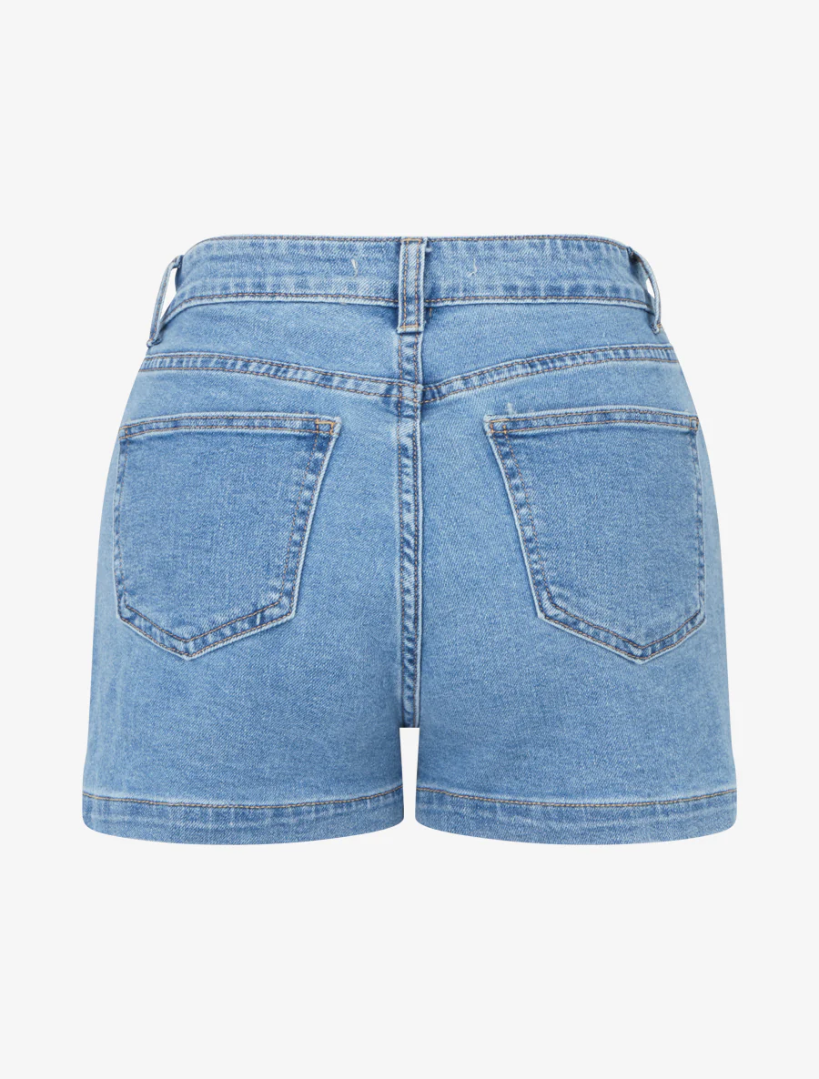 Korte spijkerbroek met normale taille en aansluitende pasvorm. - Blauw - Image 2