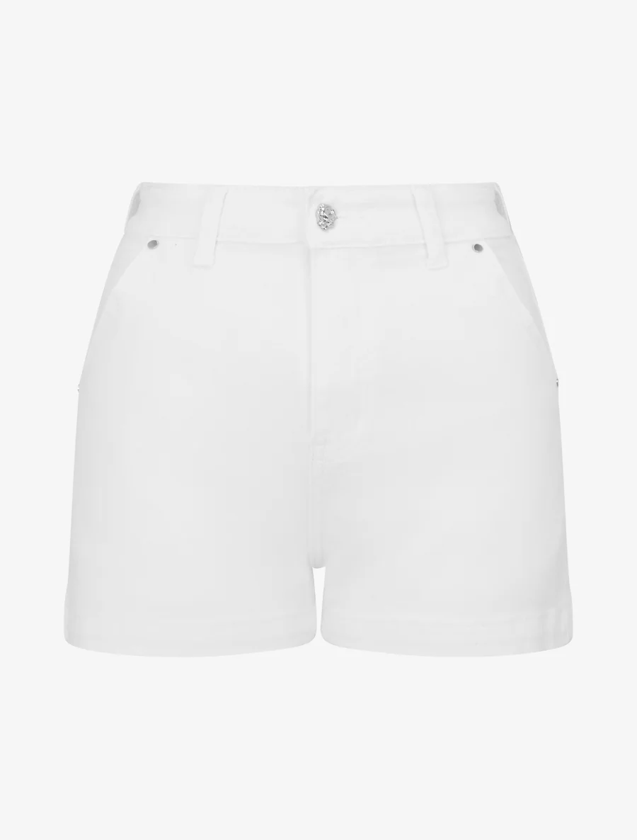 Korte spijkerbroek met normale taille en aansluitende pasvorm. - Wit
