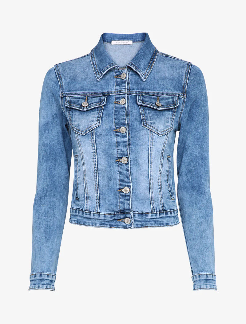 Korte gewassen spijkerjas - Lichtblauw denim