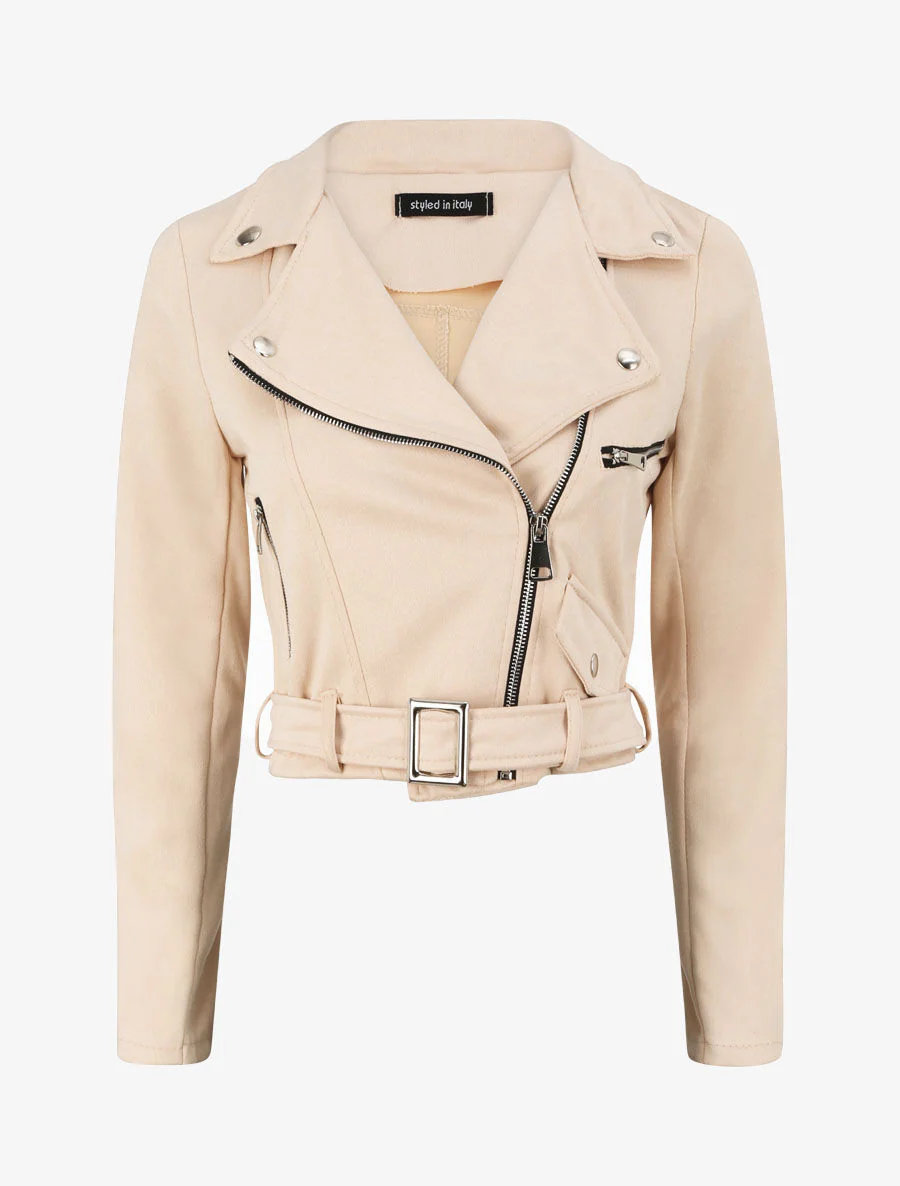 Korte suède jas - Beige