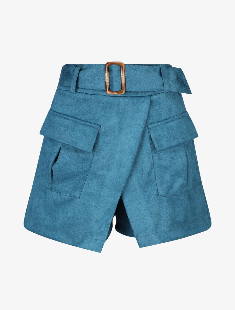 Korte suède rok - Blauw